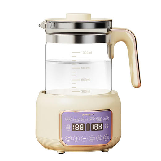 创维（Skyworth） S157养生壶 1.3L多功能婴儿冲泡奶粉热水壶 温奶暖奶器玻璃水壶  S157养生壶 商品图1