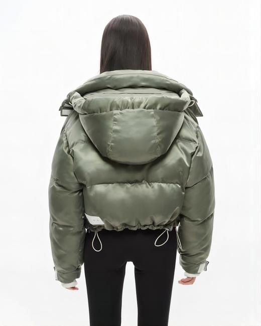 Shoreditch Ski Club - Woven Willow Ama Short Puffer - Steel Green - 女装 - 棉服 - 绿色 商品图3