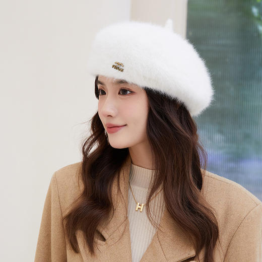 秋冬【日系兔毛画家帽女】户外 保暖时尚 贝雷帽子 商品图3
