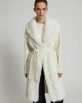 Yves Salomon - Coat Cut And Sewn Knitwear/Lamb Lg Hair - Ivoire - 女装 - 外套 - 象牙白