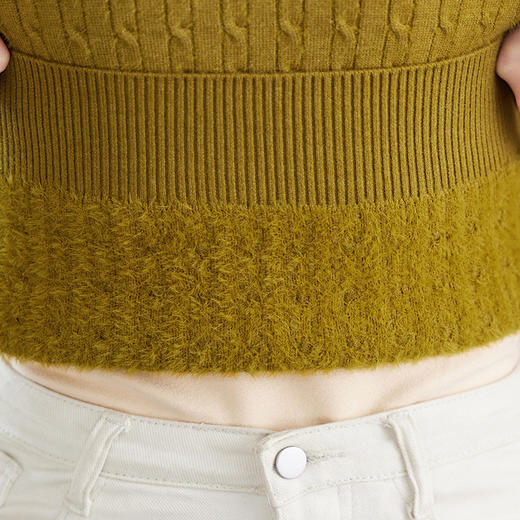 冬季新款，高领螺纹短款女士毛衣套头加厚加绒内搭针织打底衫CC-9-9958 商品图3