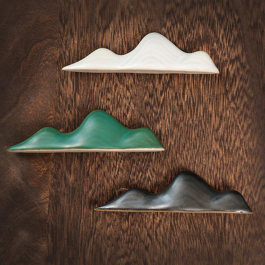 【庆学堂】粗陶笔山 蝉意陶瓷笔山 书画文房 雅致摆件 墨绿/乳白/黑灰 笔架笔搁 商品图4