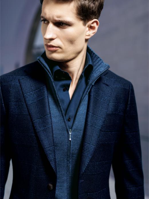 Stylbiella 澳洲美丽诺羊毛粗纺法兰绒340克午夜蓝色全麻衬套装 商品图1