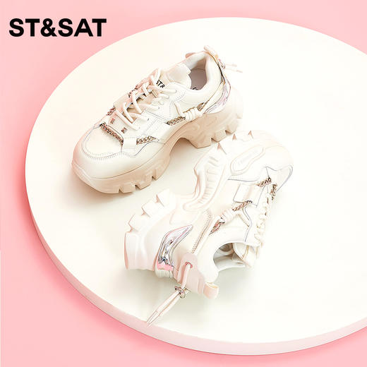 星期六潮酷厚底小白鞋高跟老爹鞋SS33112136 商品图2