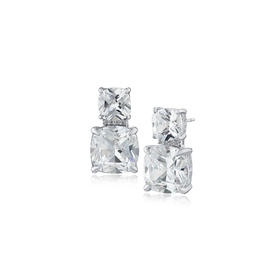 北京仓｜CZ by KJL-DOUBLE CUSHION 16CTTW-双子 耳钉［美国设计师］