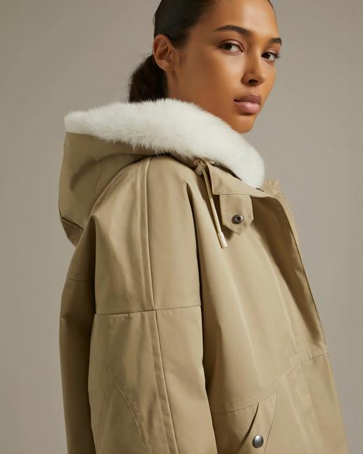 Yves Salomon - Parka Blended Cotton - 女装 - 外套 - 米黄/白 商品图3
