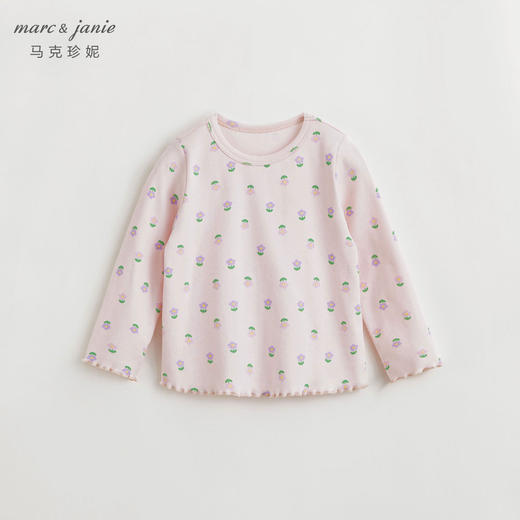 马克珍妮女童无感印花T恤儿童弹力针织长袖T恤上衣春装新品240091 商品图3