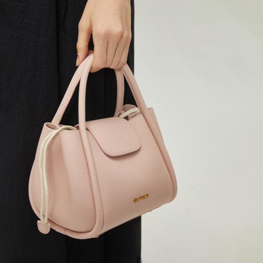 西木汀 少女灼华 牛皮手提菜篮子包女小众单肩斜挎包包 商品图0