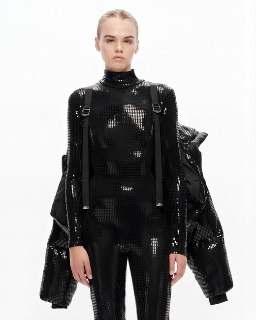 Shoreditch Ski Club - Woven Dissco Puffer Jacket - Black - 女装 - 夹克 - 黑色 商品图4