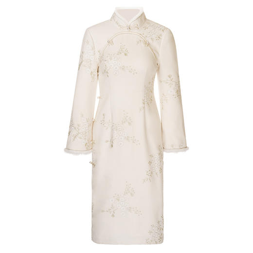 断码冬季毛呢刺绣日常改良加绒旗袍连衣裙OY-230378 商品图4