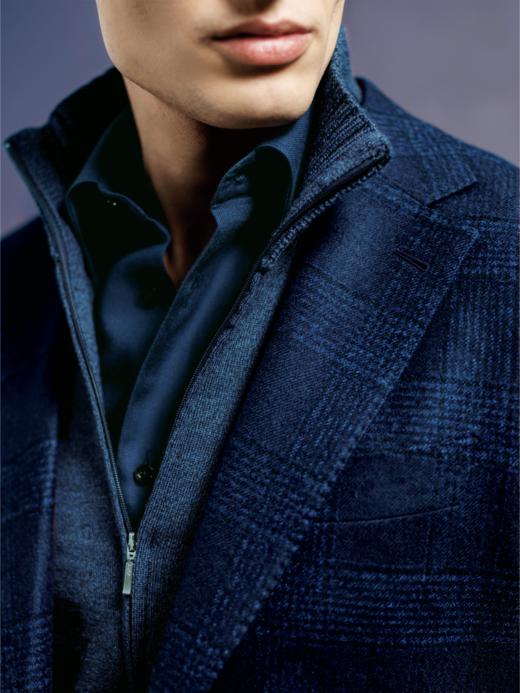 Stylbiella 澳洲美丽诺羊毛粗纺法兰绒340克午夜蓝色全麻衬套装 商品图2