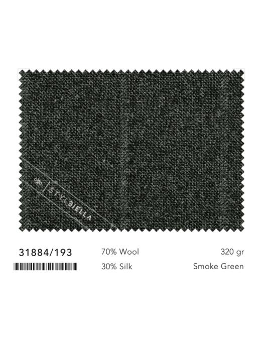 Stylbiella 30%蚕丝70%羊毛320克烟绿色宽条纹全麻衬套装 商品图4