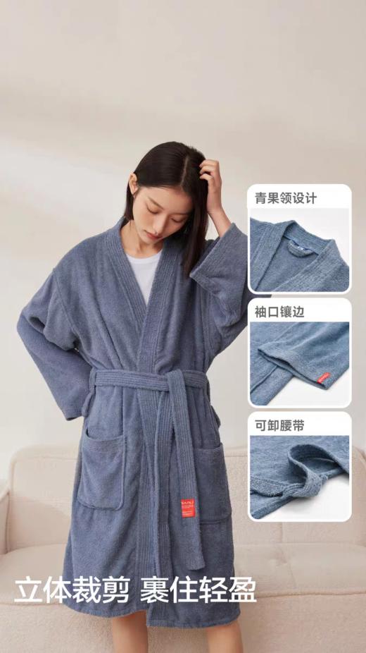 三利纯棉浴袍女冬毛巾吸水速干全棉秋冬浴衣可穿男浴巾睡袍 商品图4