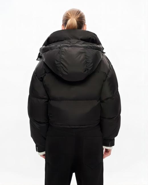 Shoreditch Ski Club - Woven Willow Ivy Short Puffer - Black W/Soft White Trims - 女装 - 滑雪夹克 - 黑色白边 商品图3