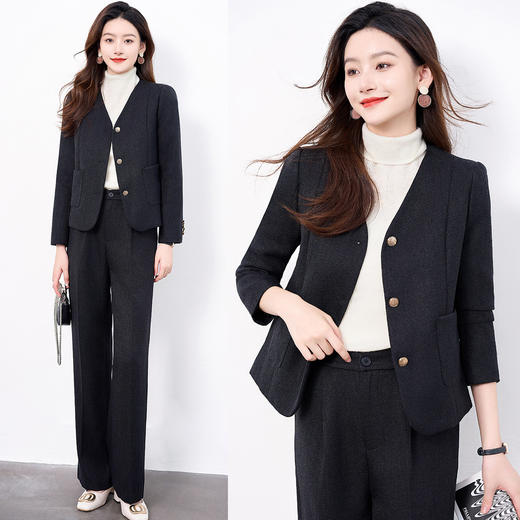 【上衣+裤子】罗蒙春秋款小香风女士套装气质优雅简约大方两件套 商品图7