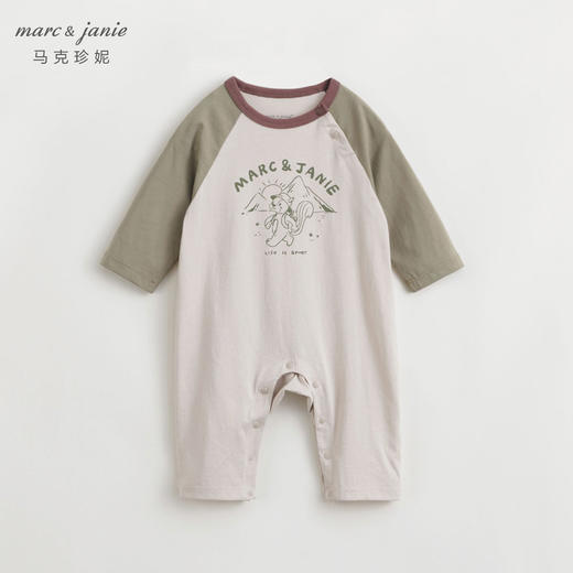 马克珍妮男女宝宝户外风连体衣婴儿小熊涂鸦纯棉哈衣爬服春240127 商品图1