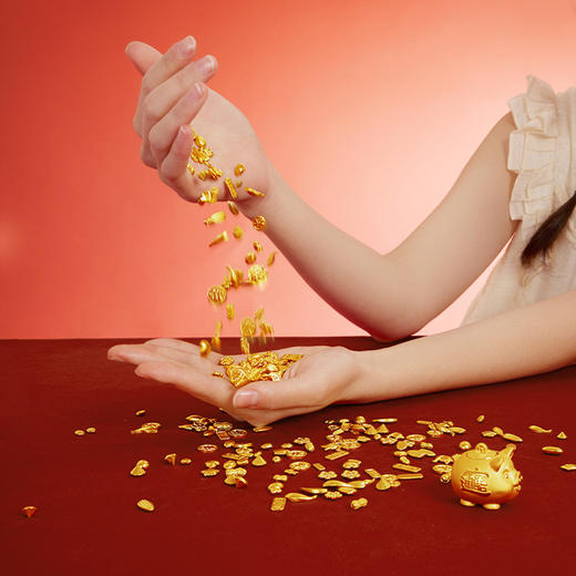 周六福黄金元宝金条小金豆爱心赏金玩咖系列计价足金摆件投资金 商品图3