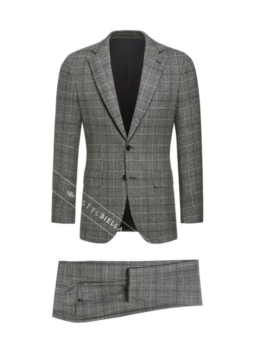 Stylbiella 澳洲美丽诺羊毛粗纺法兰绒340克灰色亲王格全麻衬套装 商品图4