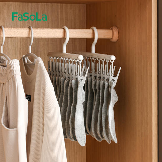 FaSoLa袜子晾晒架多功能宿舍学生家用阳台多夹子凉内衣夹旋转晒袜子神器 商品图3