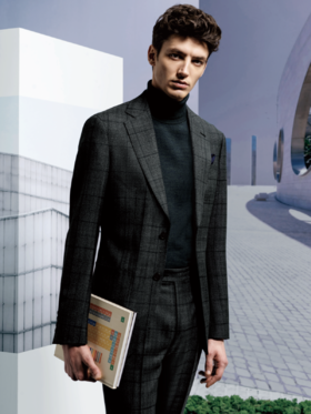 Stylbiella 澳洲美丽诺羊毛双经双纬高克重深灰色全麻衬套装