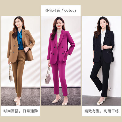 【上衣+裤子】罗蒙女士套装时尚百搭职场通勤简约大众西装两件套女 商品图10