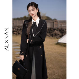 鹿向南《冬日恋歌》学院风单面呢毛呢外套女冬新款中长款大衣