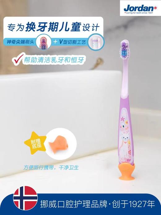 挪威Jordan婴童牙刷 婴幼儿童宝宝训练护齿乳牙刷 细柔软毛3段1支 单支装 （颜色随机） 6-9岁 商品图1