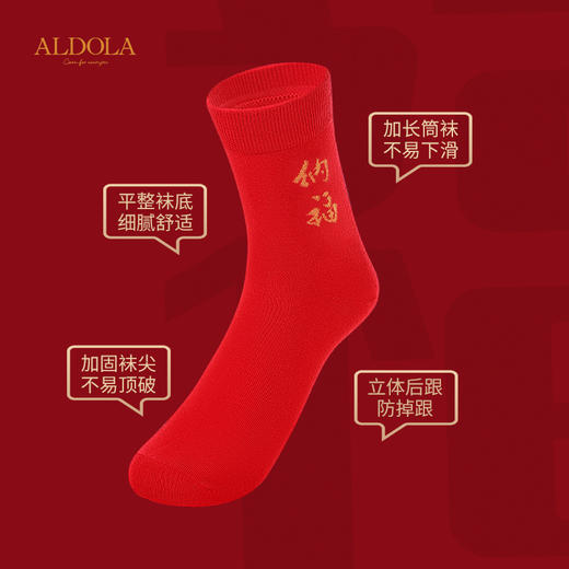 雅黛丽本命年红袜子女秋冬中筒袜棉质属龙礼物结婚长袜2024年新款 商品图4