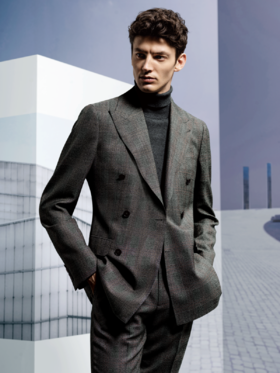 Stylbiella 澳洲美丽诺羊毛双经双纬高克重浅灰色全麻衬套装