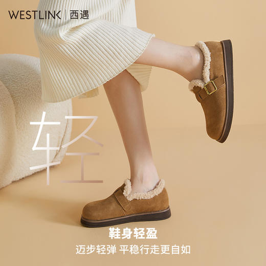 西遇复古勃肯鞋女新款冬季全包真皮羊羔毛毛鞋加厚加绒棉鞋20034352 商品图2