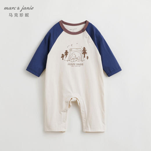 马克珍妮男女宝宝户外风连体衣婴儿小熊涂鸦纯棉哈衣爬服春240127 商品图2