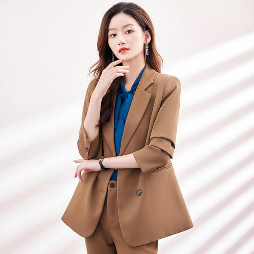 【上衣+裤子】罗蒙春秋款女士套装优雅通勤气质大方西服套装两件套女 商品图4
