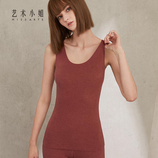 艺术小姐德绒保暖内衣女轻暖背心加绒双面无痕打底秋冬无袖上衣MA05BN 商品图1
