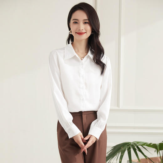 【简约商务】罗蒙四季款女式长袖衬衫百搭时尚清新百搭职场衬衫女 商品图2