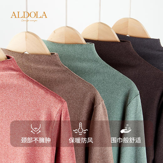 雅黛丽女士暖衣简约纯色百搭高领修身打底衫双面磨毛单件保暖上衣 商品图8