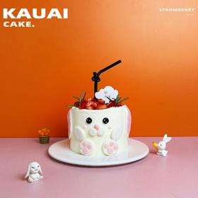 烤爱·生日蛋糕系列·莓粉小兔·草莓冰淇淋·可爱儿童聚会生日节日【仅限深圳同城配送】