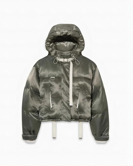 Shoreditch Ski Club - Woven Willow Ama Short Puffer - Steel Green - 女装 - 棉服 - 绿色 商品图0