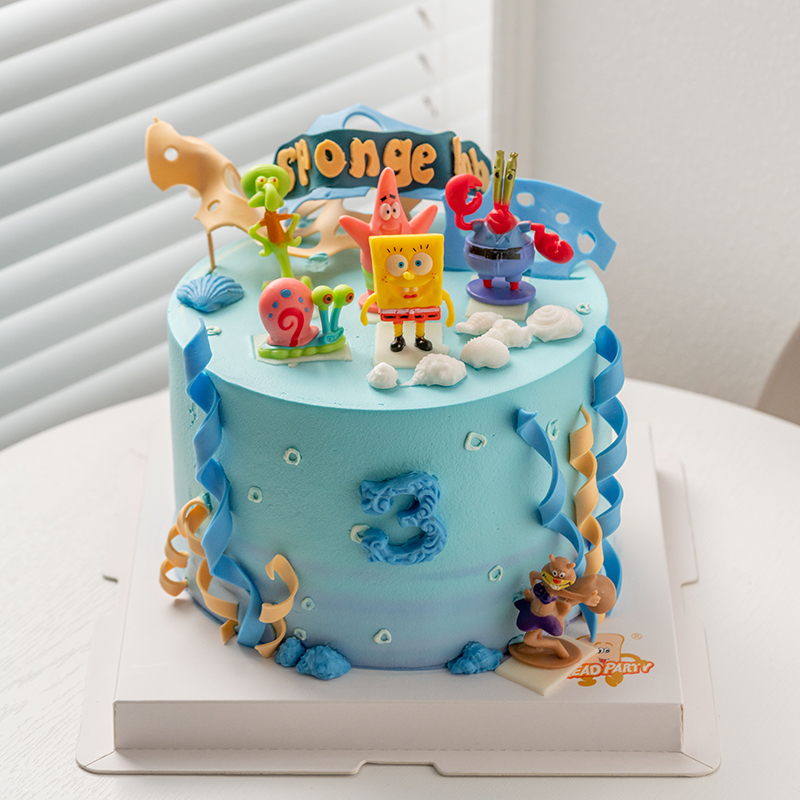 情景蛋糕 海绵宝宝 牛奶奶油情景蛋糕 生日蛋糕 大理同城送