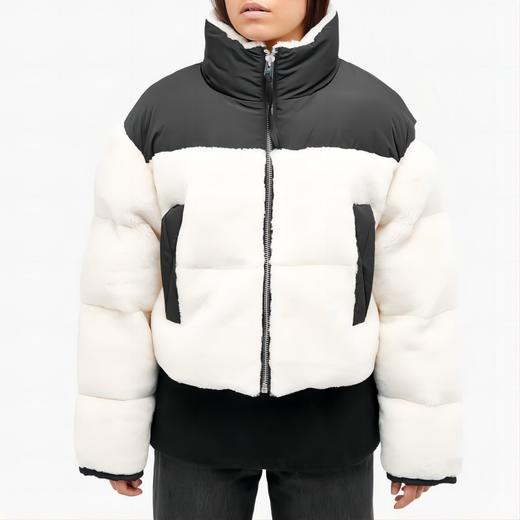 Shoreditch Ski Club - Woven Maya Shearling Puffer - Natural White & Blac - 女装 - 棉服 - 白色 商品图1