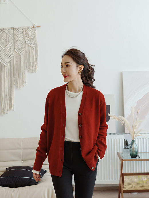 简约宽松款 全羊毛针织开衫 商品图0