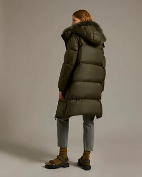 Yves Salomon - Down Coat Technical Fabric/Lg Hair Lamb - Hunter Green - 女装 - 羽绒大衣 - 墨绿