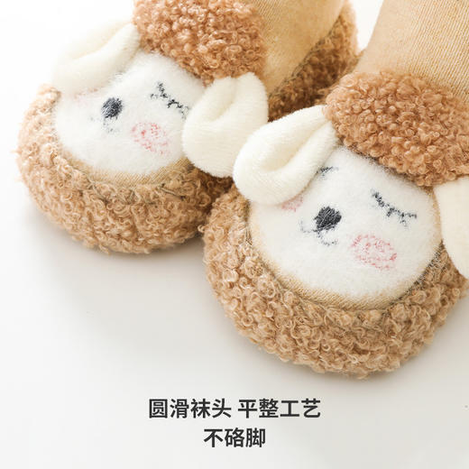【宝宝地板袜软底舒适，胶点防滑】宝宝秋冬毛圈加厚更保暖，卡通防滑婴儿袜子鞋QQ 商品图2