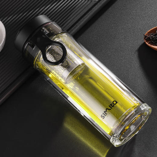 施密特（simita）玻璃杯智能显温双层茶水分离泡茶杯男女士带茶仓便携透明办公车载MBL7001-040A/035A 商品图4