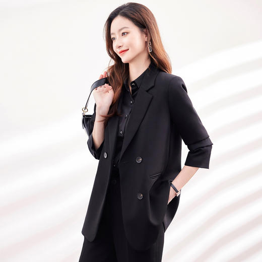 【上衣+裤子】罗蒙春秋款女士套装优雅通勤气质大方西服套装两件套女 商品图2
