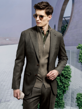 Stylbiella 澳洲美丽诺羊毛双经双纬高克重褐色全麻衬套装