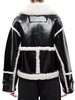 Shoreditch Ski Club - Leather Reva Shea Shearling Jacket - Black & White - 女装 - 夹克 - 黑白 商品缩略图2