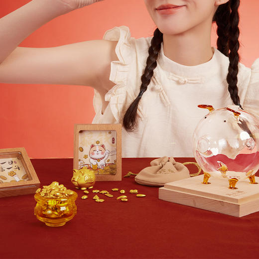 周六福黄金元宝金条小金豆爱心赏金玩咖系列计价足金摆件投资金 商品图4