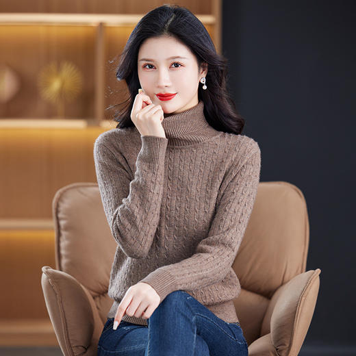 冬季新款，高领螺纹短款女士毛衣套头加厚加绒内搭针织打底衫CC-9-9958 商品图2