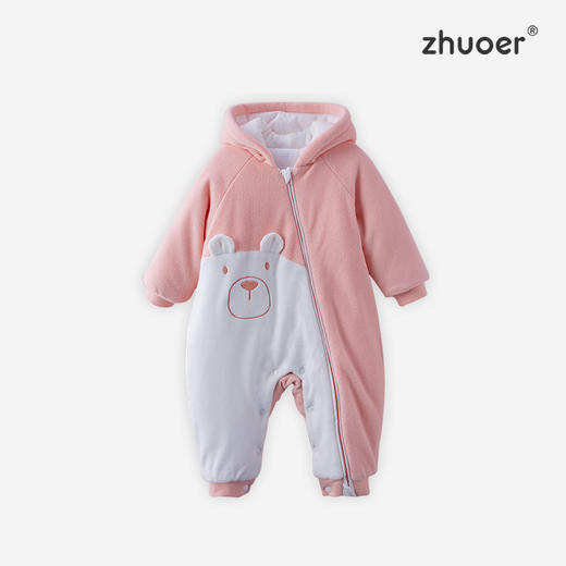 【秋冬保暖棉衣连体衣】卓儿宝宝加绒保暖纯棉棉衣连帽家居服婴儿连体衣爬爬服适合3个月-2岁 商品图2