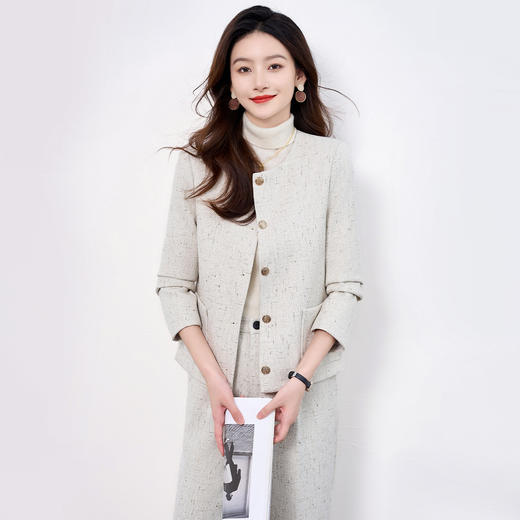 【上衣+裤子】罗蒙秋冬女装小香风女士休闲套装舒适通勤气质优雅百搭西服两件套女 商品图3